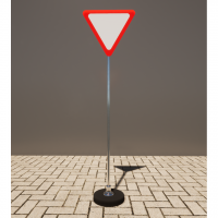 Знак дорожный "Уступите дорогу" 2.4 типоразмер 40 на стойке с основанием 3кг - fgospostavki.ru - Зеленогорск