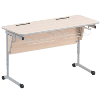Стол ученический двухместный с наклоном столешницы (0-24°) и корзиной - fgospostavki.ru - Зеленогорск
