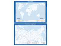 Фрагмент (демонстрационный) маркерный (двухсторонний) "Карта мира и Российской Федерации" (немая) с комплектом тематических магнитов - fgospostavki.ru - Зеленогорск