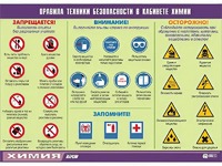 Таблица демонстрационная "Правила техники безопасности в кабинете химии" (винил 70х100) - fgospostavki.ru - Зеленогорск