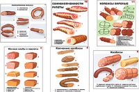 Плакаты ПРОФТЕХ "Ассортимент колбасной и мясной продукции" (11 пл, винил, 70х100) - fgospostavki.ru - Зеленогорск