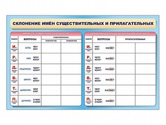 Фрагмент (демонстрационный) маркерный (двухсторонний) "Склонение имен существительных и прилагательных" - fgospostavki.ru - Зеленогорск