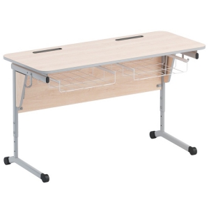 Стол ученический двухместный с наклоном столешницы (0-24°) и корзиной - fgospostavki.ru - Зеленогорск