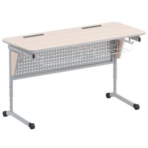 Стол ученический двухместный с перфорированной панелью, наклоном столешницы (0-24°) и корзиной - fgospostavki.ru - Зеленогорск