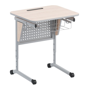 Стол ученический одноместный с перфорированной панелью, наклоном столешницы (0-24°) и корзиной - fgospostavki.ru - Зеленогорск
