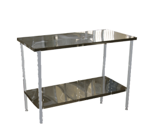 Стол на металлическом каркасе с полкой 600*1800*750(900) - fgospostavki.ru - Зеленогорск