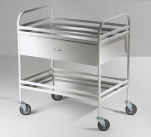 Столик манипуляционный передвижной металлический с бортиками, с двумя полками и выдвижным ящиком - fgospostavki.ru - Зеленогорск