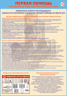Таблица "Первичный осмотр пострадавшего, оценка его состояния и оказание первой помощи на месте ДТП" (100х140 сантиметров, винил) - fgospostavki.ru - Зеленогорск