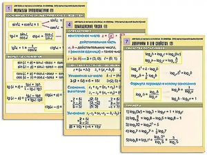 Комплект таблиц "Алгебра и начала анализа. Формулы. Преобразования выражений" (8 таблиц, формат А1, ламинированные) - fgospostavki.ru - Зеленогорск