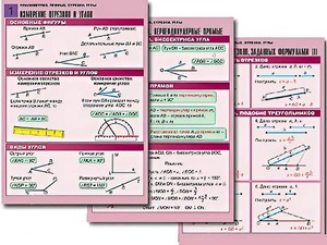 Комплект таблиц по геометрии "Планиметрия. Прямые. Отрезки. Углы" (8 таблиц, А1, ламинированные) - fgospostavki.ru - Зеленогорск