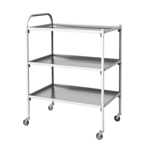 Столик инструментальный передвижной металлический с тремя полками (импортные колеса) - fgospostavki.ru - Зеленогорск