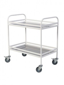 Столик процедурный передвижной металлический с двумя полками из нержавеющей стали с бортиками - fgospostavki.ru - Зеленогорск