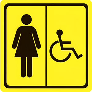 Тактильный знак (туалет для инвалидов Ж) 100х100 - fgospostavki.ru - Зеленогорск