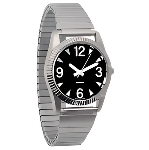 Часы мужские с черным циферблатом на растягивающемся ремешке - fgospostavki.ru - Зеленогорск