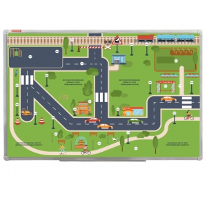 Магнитно-маркерная доска "Безопасный маршрут школьника" (дом-школа-дом) с комплектом тематических магнитов КМ-17 - fgospostavki.ru - Зеленогорск