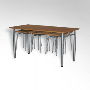 Стол обеденный 6-ти местый на металлокаркасе с навесами под табурет - fgospostavki.ru - Зеленогорск