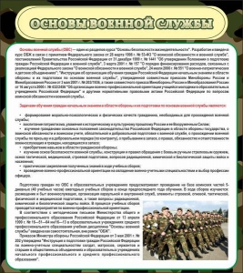 Стенд "Основы военной службы" - fgospostavki.ru - Зеленогорск