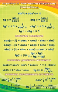 Стенд "Основные тригонометрические тождества" - fgospostavki.ru - Зеленогорск