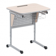 Стол ученический одноместный с перфорированной панелью, наклоном столешницы (0-24°) и корзиной - fgospostavki.ru - Зеленогорск