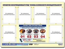 Стенд информационный "Основы безопасности жизнедеятельности" (80*110, 6 карманов) - fgospostavki.ru - Зеленогорск