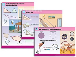 Комплект таблиц "Математика. Знакомство с геометрией" (6 таблиц, формат А1, ламинированные) - fgospostavki.ru - Зеленогорск