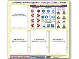 Стенд информационный "Правила техники безопасности в кабинете химии" (80х75, 4 кармана) - fgospostavki.ru - Зеленогорск