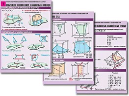 Комплект таблиц по геометрии "Стереометрия. Основные построения в пространстве" (8 таблиц, А1, ламинированные) - fgospostavki.ru - Зеленогорск