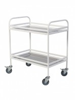 Столик процедурный передвижной металлический с двумя полками из нержавеющей стали с бортиками - fgospostavki.ru - Зеленогорск