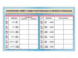 Фрагмент (демонстрационный) маркерный (двухсторонний) "Склонение имен существительных и прилагательных" - fgospostavki.ru - Зеленогорск