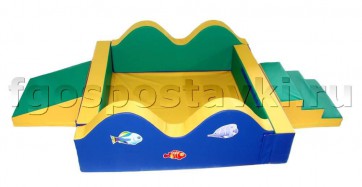 Сухой бассейн "Волна-1" 1,5х1,5м с аппликацией лестницой и скатом - fgospostavki.ru - Зеленогорск