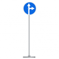 Знак дорожный " Движение прямо или направо" 4.1.4 типоразмер 40 на стойке с основанием 3кг - fgospostavki.ru - Зеленогорск